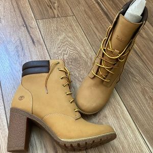 Timberland Tan High Heel Booties Size 9